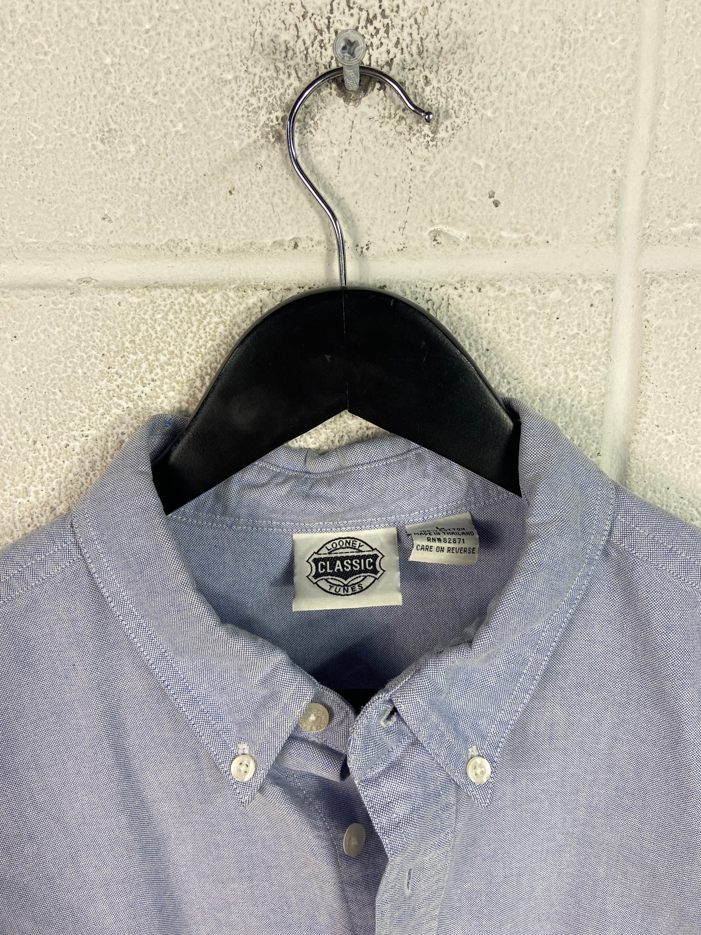 VTG Wylie Coyote Embroidered Pocket L/S Button Up Shirt Sz L