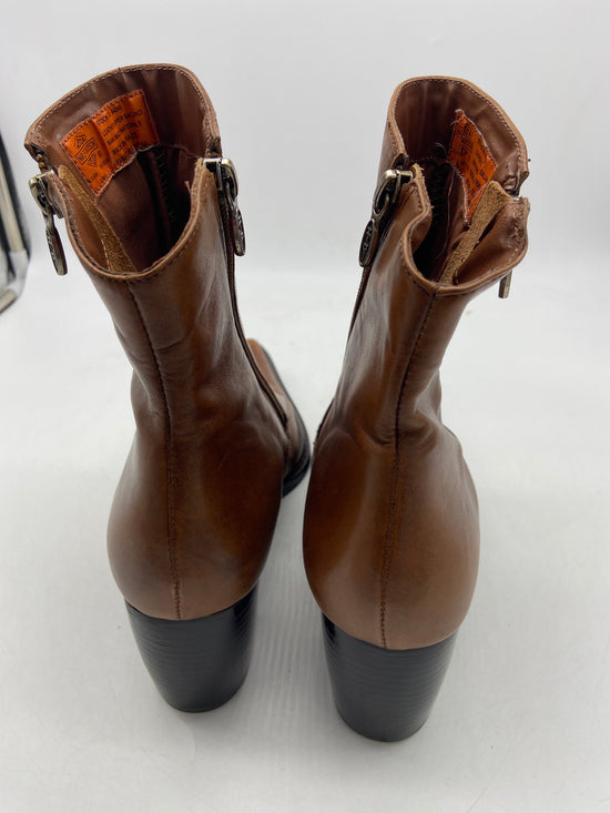 Harley Davidson Dual Zip Brown Mini Boots Sz W 8.5