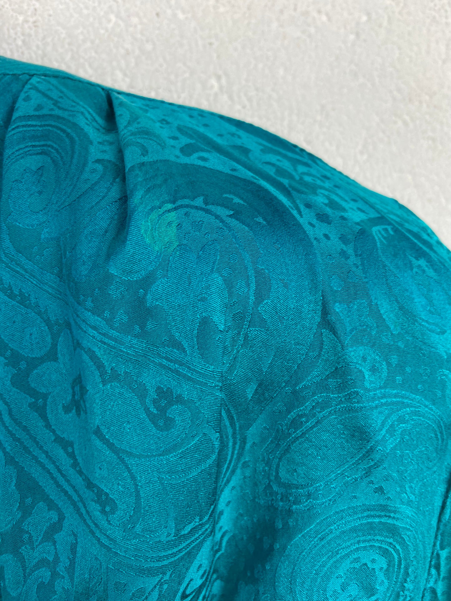 VTG Turquoise Silk Wrap Top Sz M/L