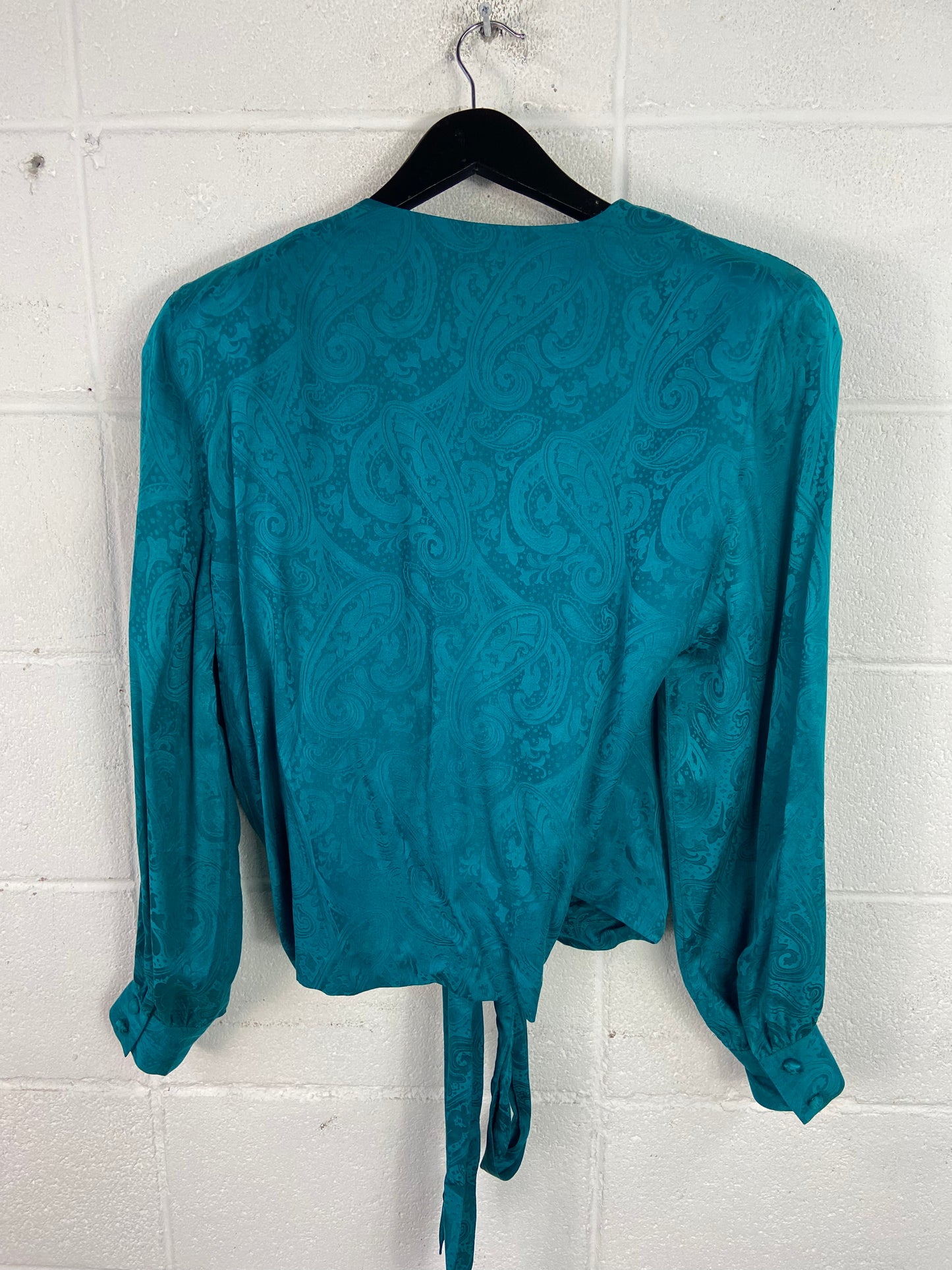 VTG Turquoise Silk Wrap Top Sz M/L