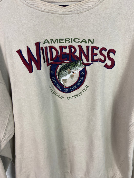 VTG American Wilderness Embroidered Crewneck Sweater Sz L