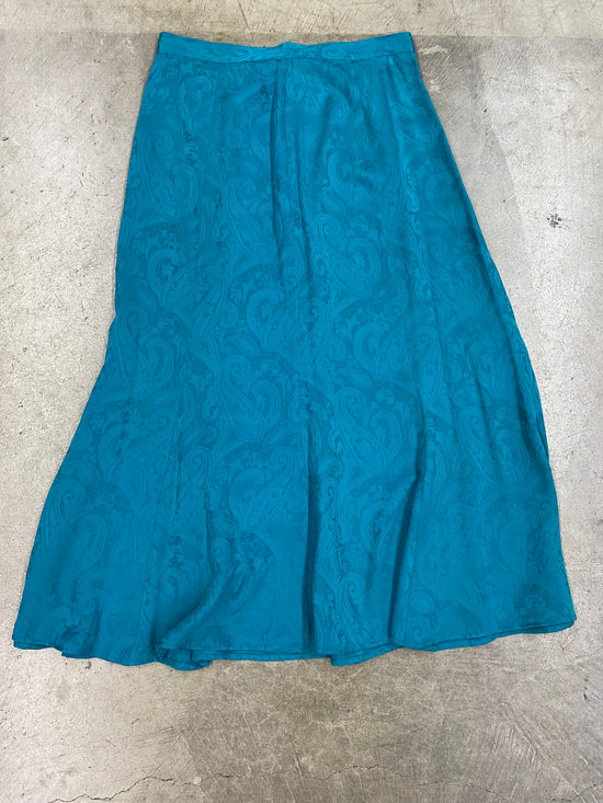 VTG Turqouise Silk Skirt Sz 30