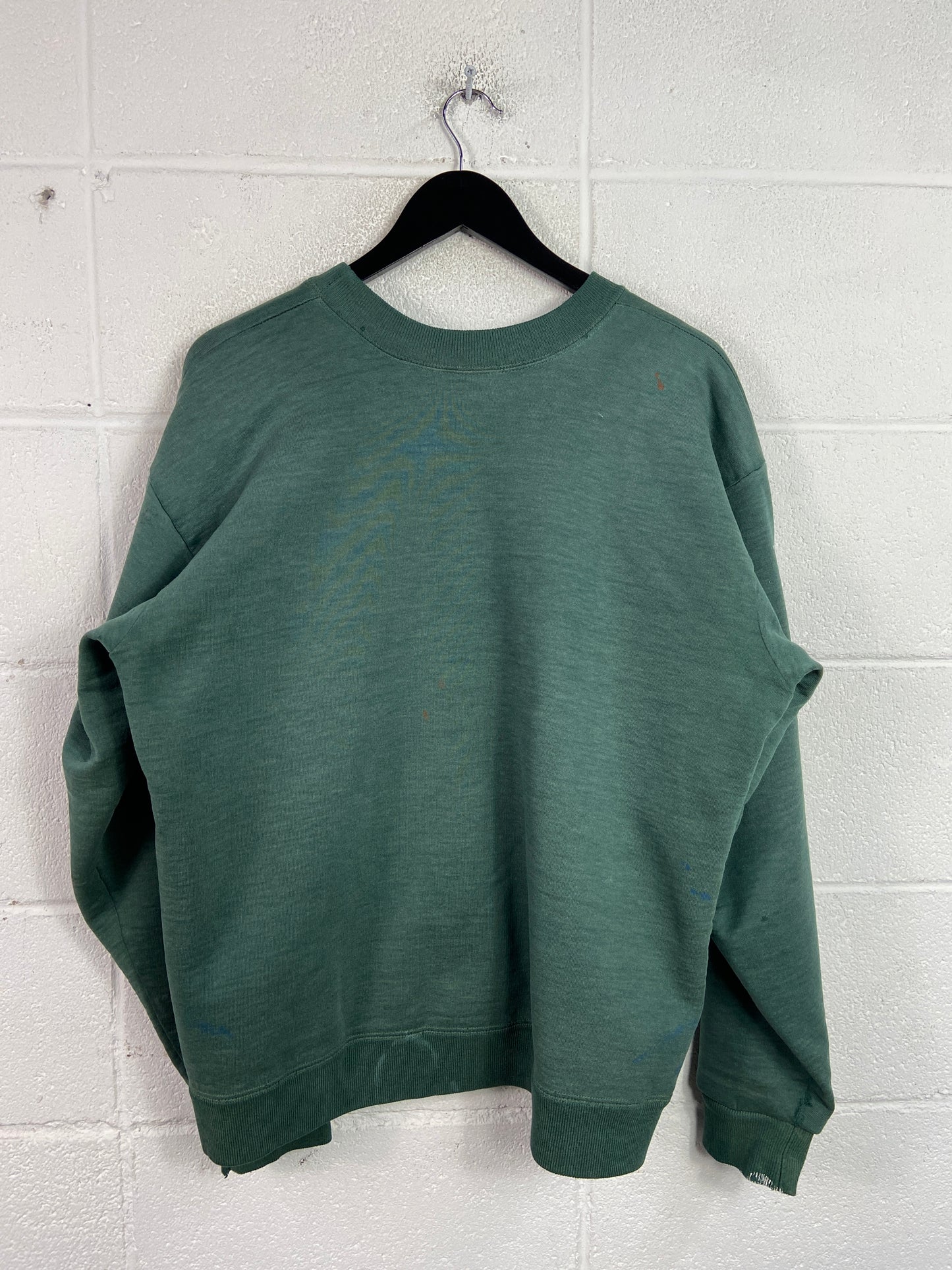 Y2K Carhartt Green Paint Splatter Thermal Lined Crewneck Sz L