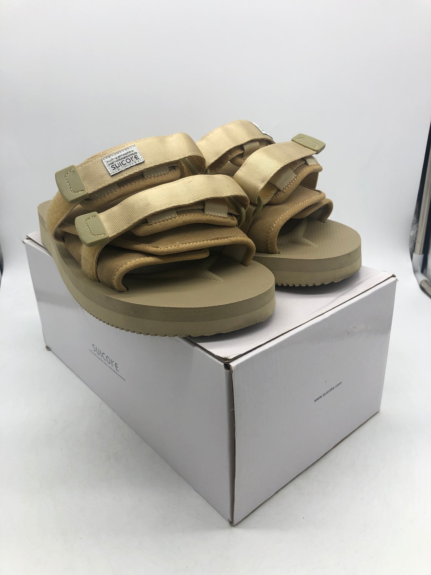 Preowned Suicoke Beige Moto Sandals Sz 12