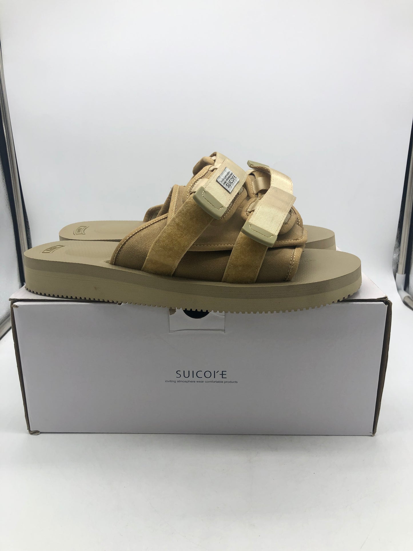 Preowned Suicoke Beige Moto Sandals Sz 12