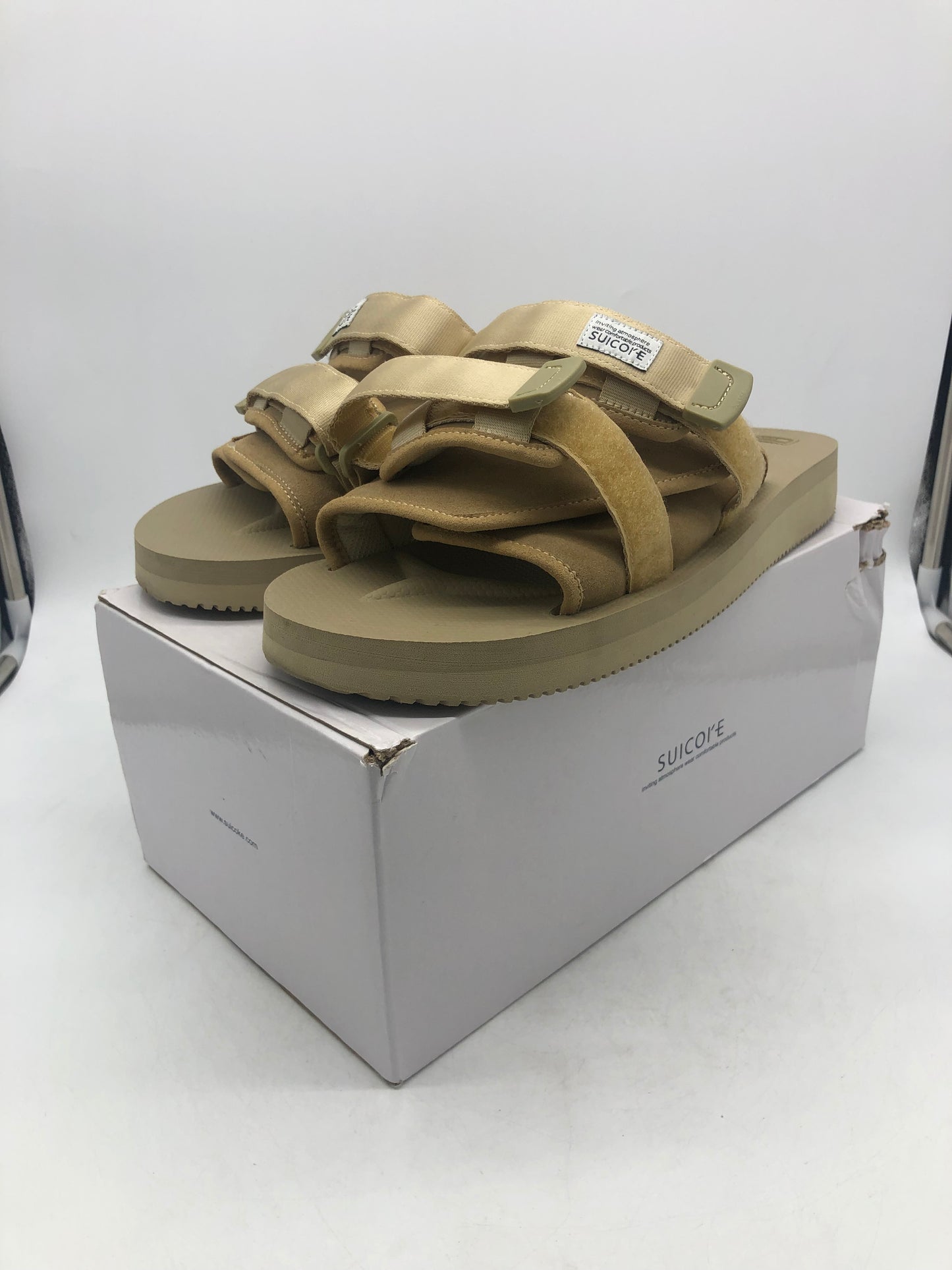 Preowned Suicoke Beige Moto Sandals Sz 12