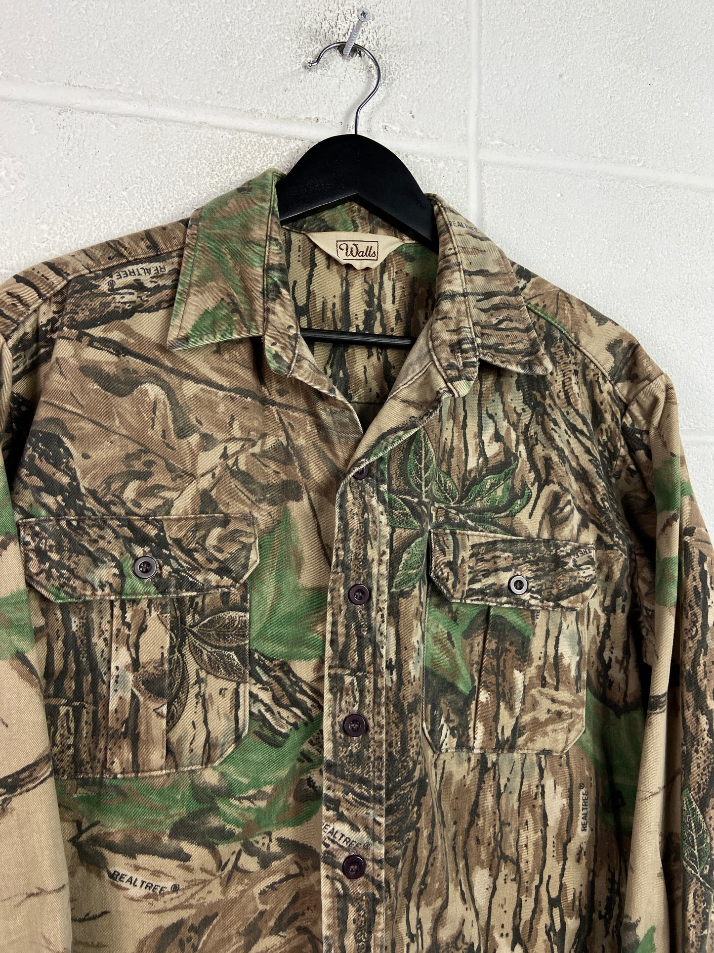 VTG Camo Realtree Walls Button Up L/S Work Shirt Sz L/XL