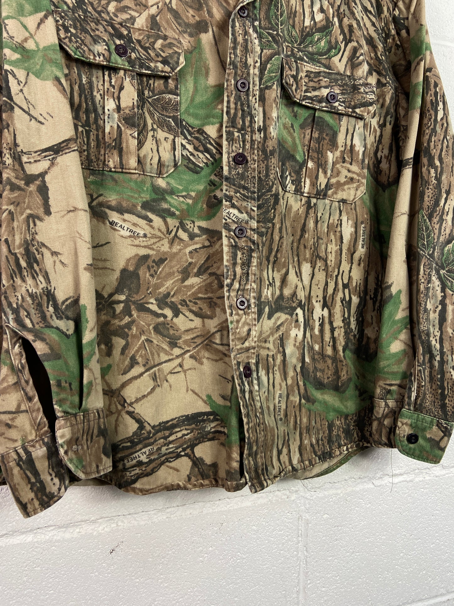 VTG Camo Realtree Walls Button Up L/S Work Shirt Sz L/XL