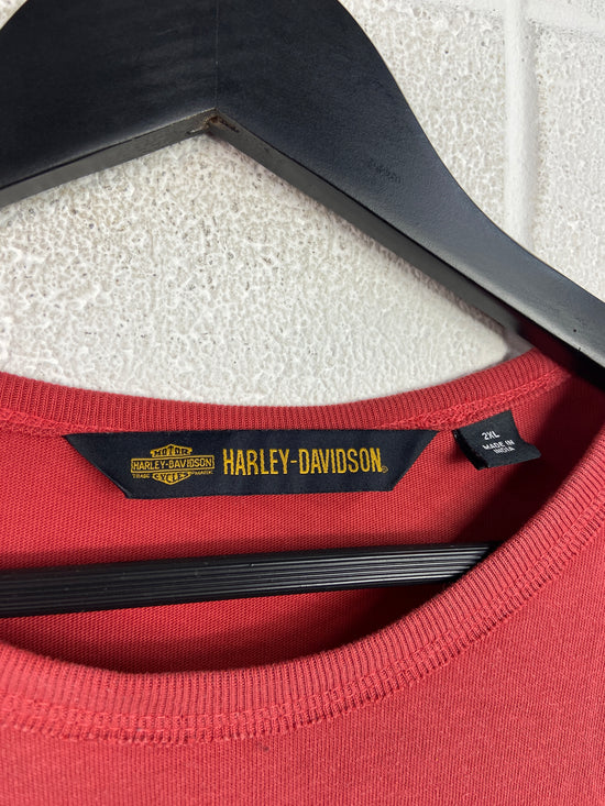 VTG Harley Davidson Red LS Tee Sz XL