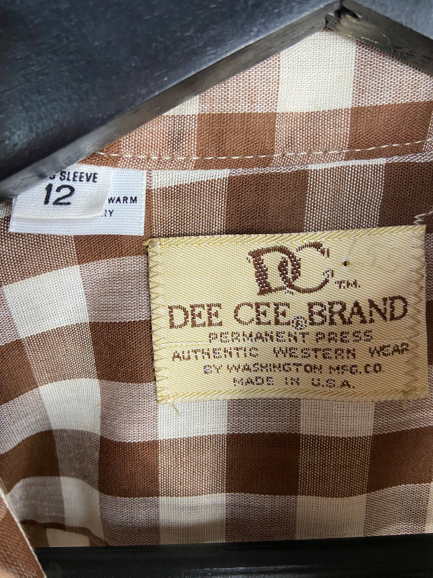 VTG Dee Cee Brand Brown Plaid Western Shirt Sz S