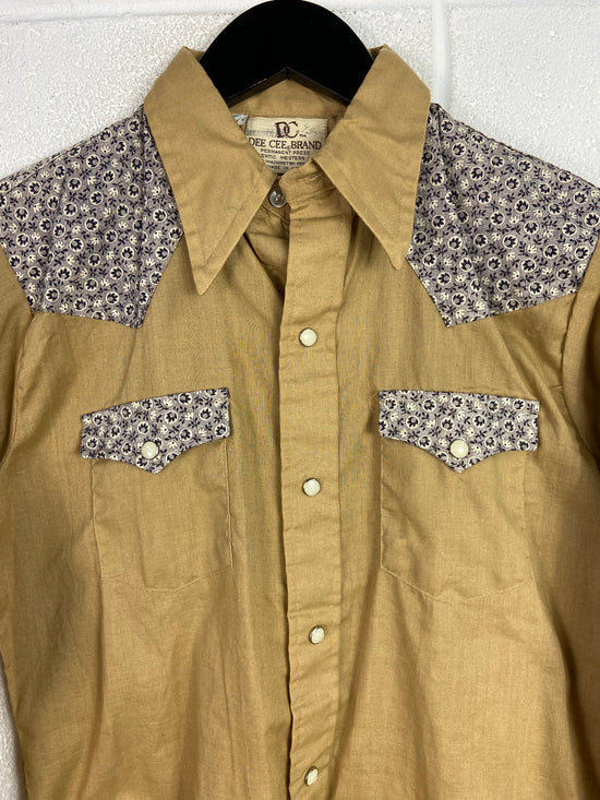 VTG Dee Cee Brand Tan Paisley Western Shirt Sz M