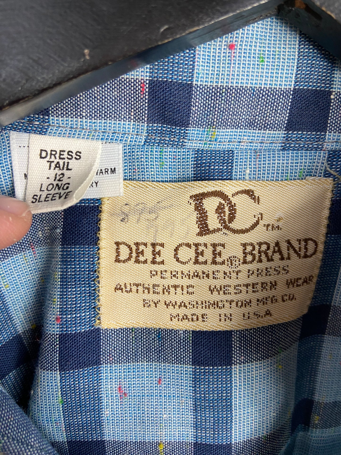 VTG Dee Cee Brand Blue Plaid Western Shirt Sz S