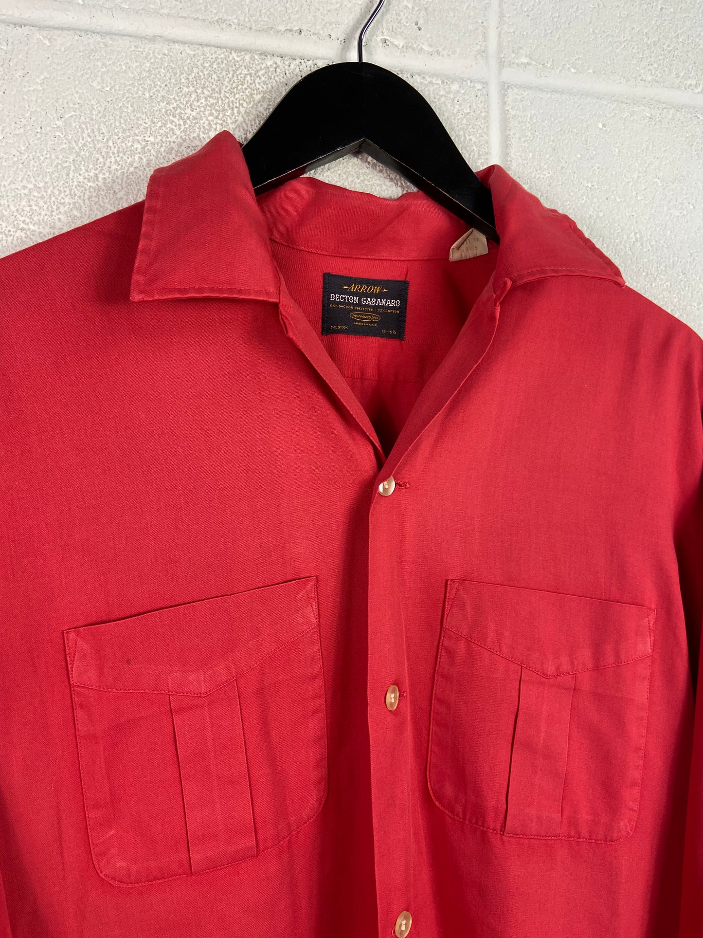 VTG Arrow Decton Gabanaro Red Button Up Shirt Sz M