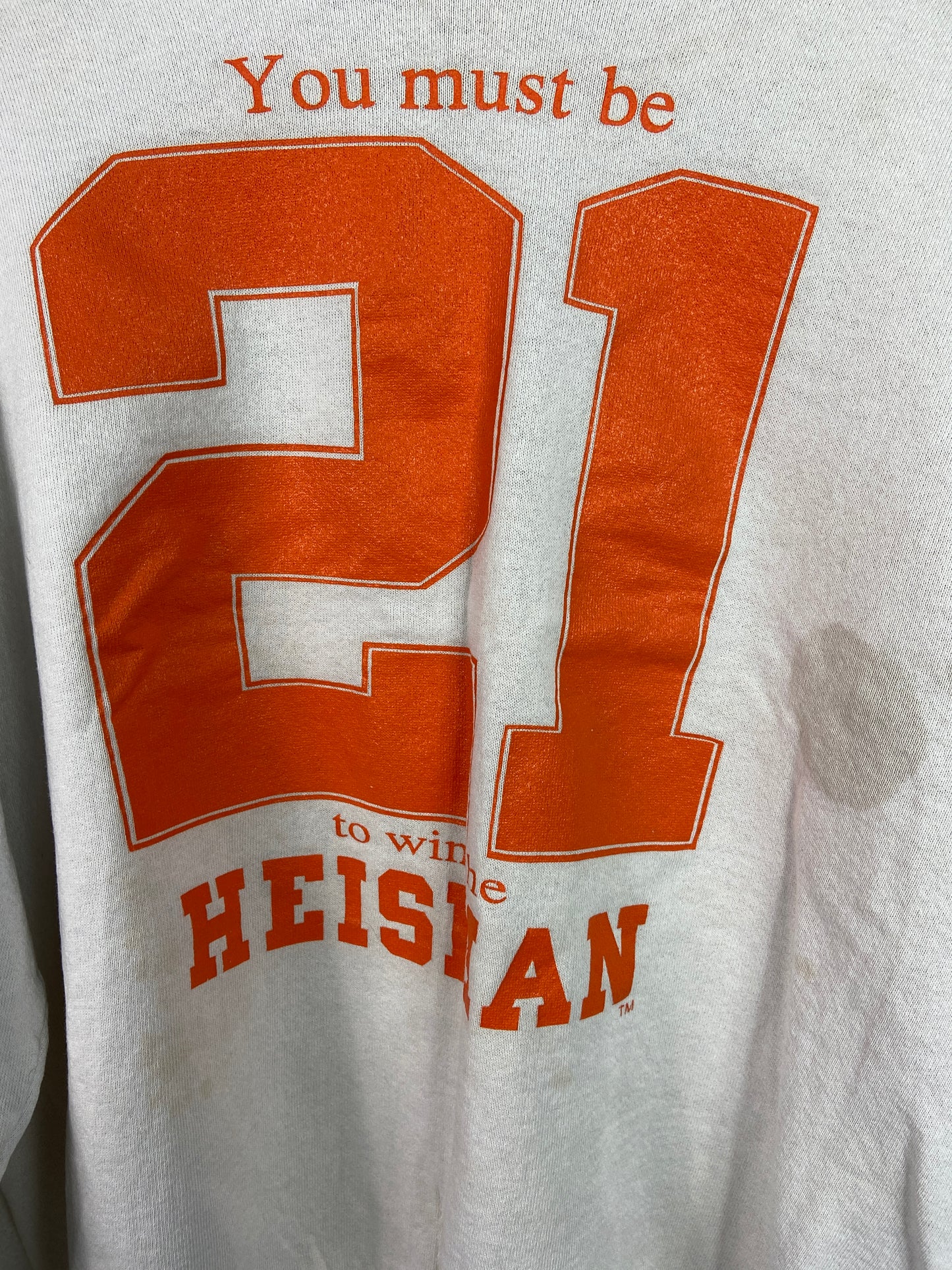 VTG "You Must Be 21..." Heisman Crewneck Sz XL