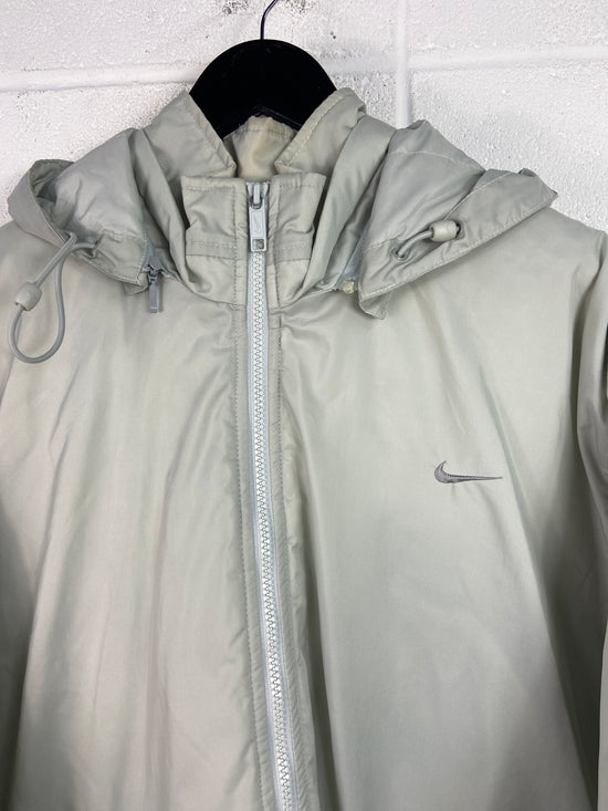 VTG Nike Light Gray Trench Puffer Jacket Sz XL