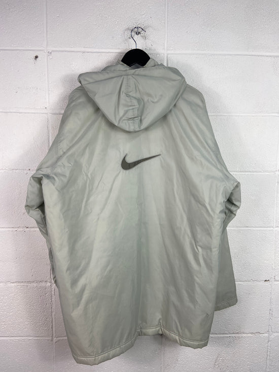 VTG Nike Light Gray Trench Puffer Jacket Sz XL