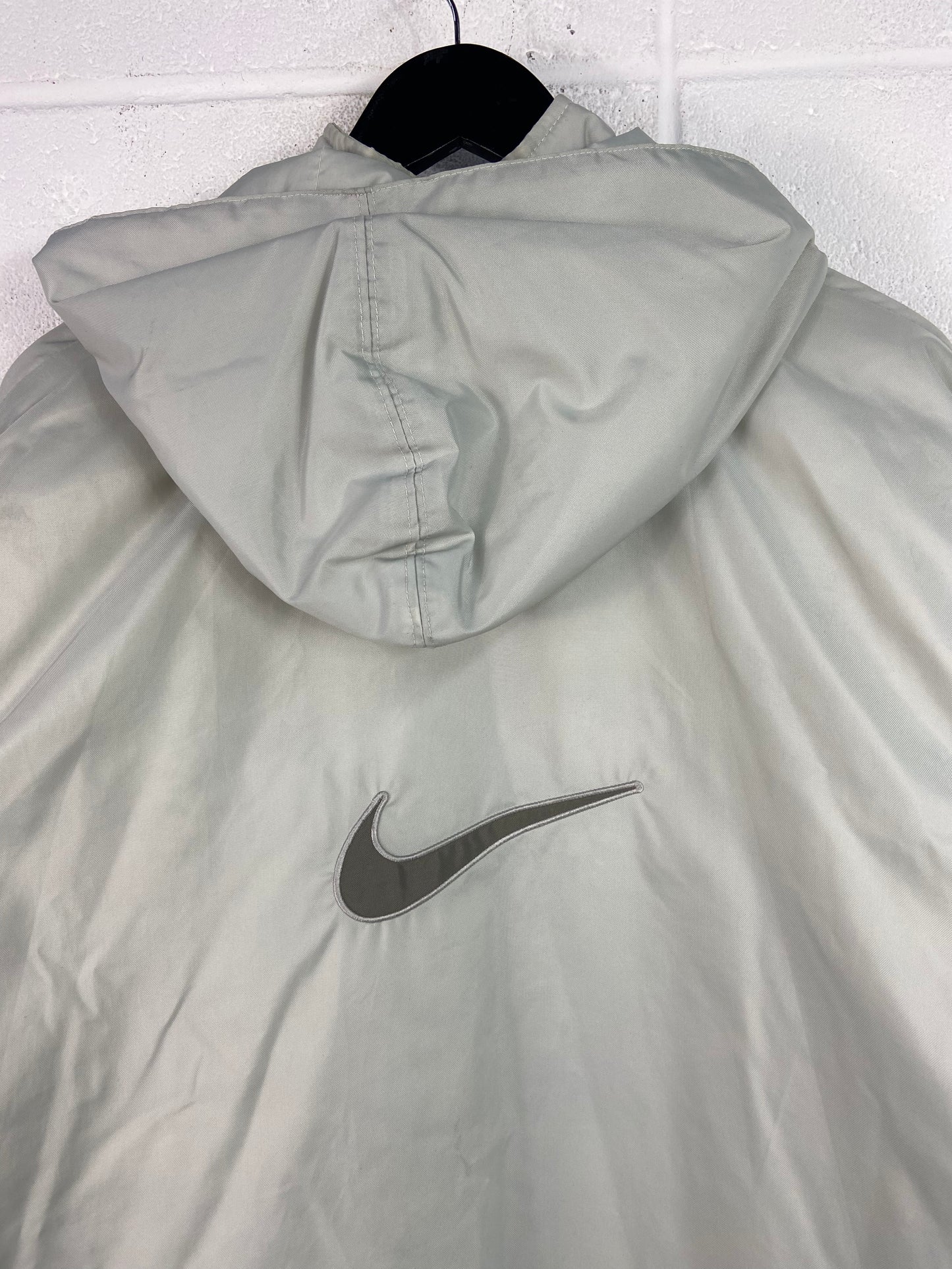 VTG Nike Light Gray Trench Puffer Jacket Sz XL