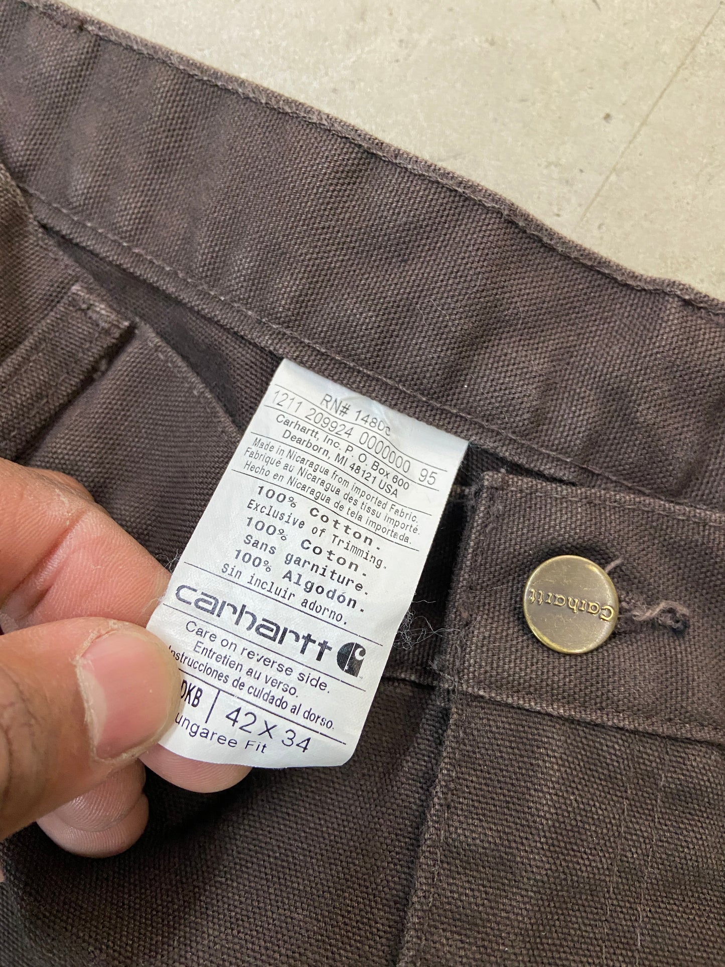 VTG Brown Carhartt Cargo Pants Sz 42x34