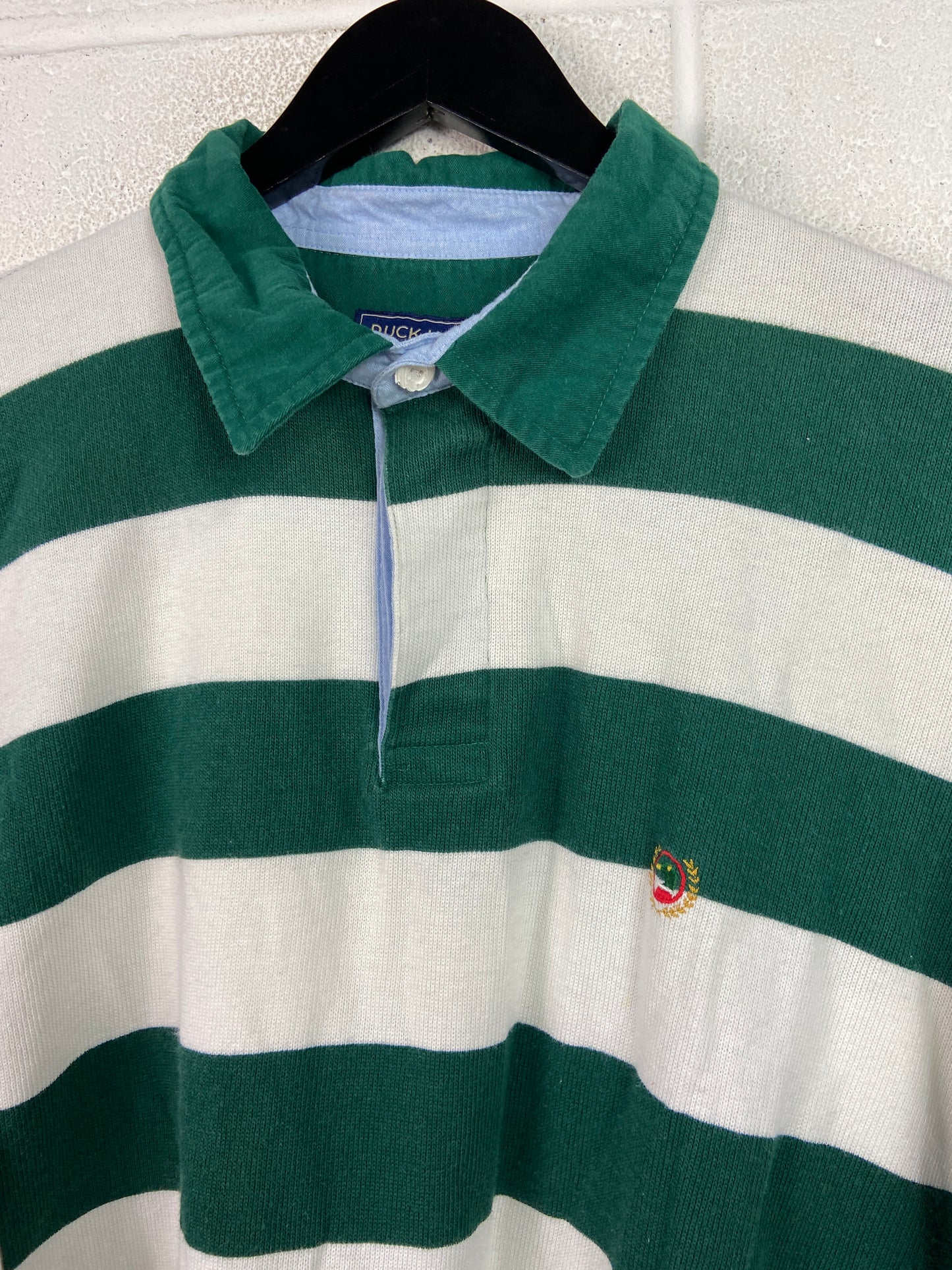 VTG Duck Head Green/Cream Polo LS Shirt Sz XL/2XL