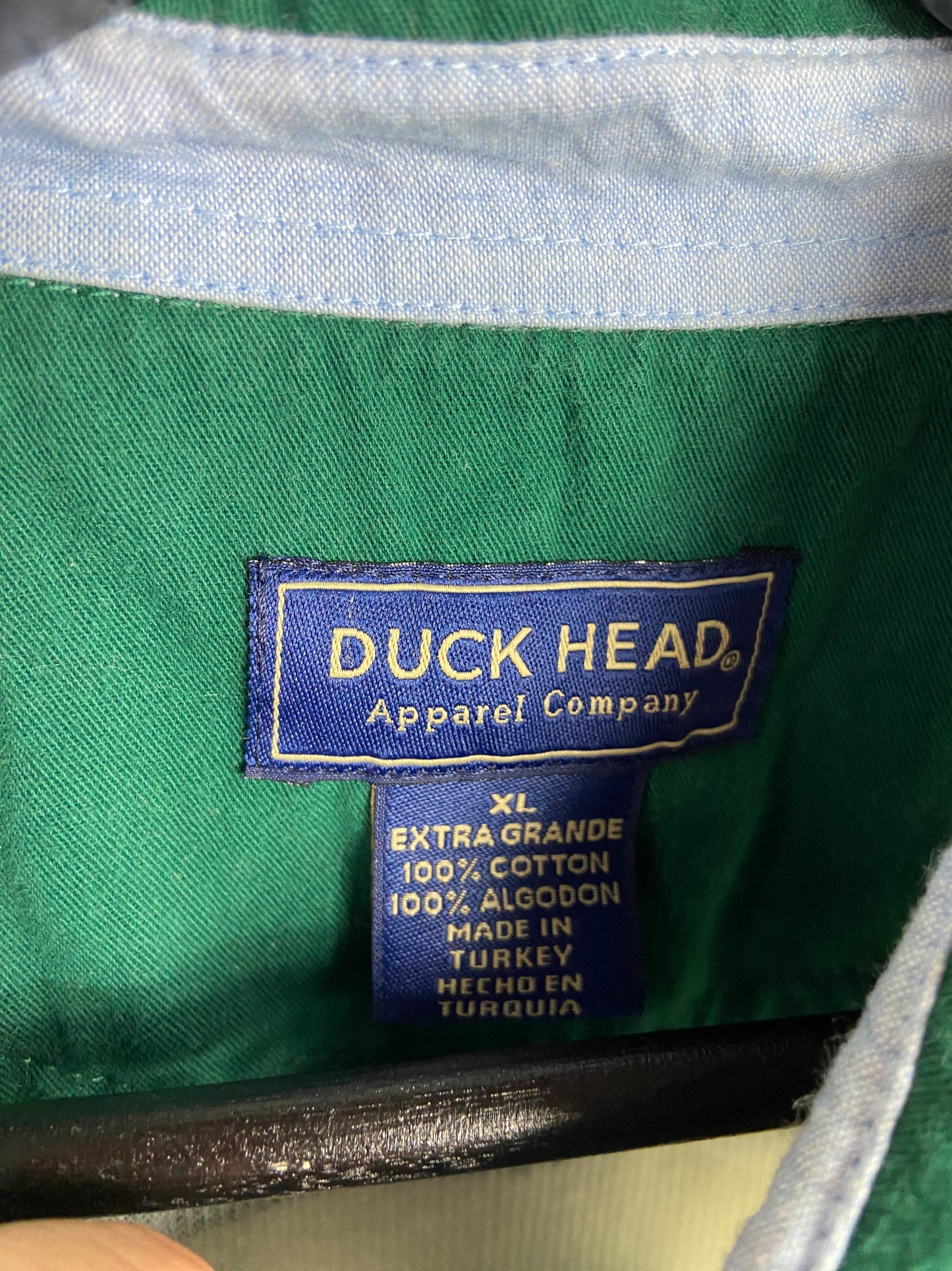 VTG Duck Head Green/Cream Polo LS Shirt Sz XL/2XL