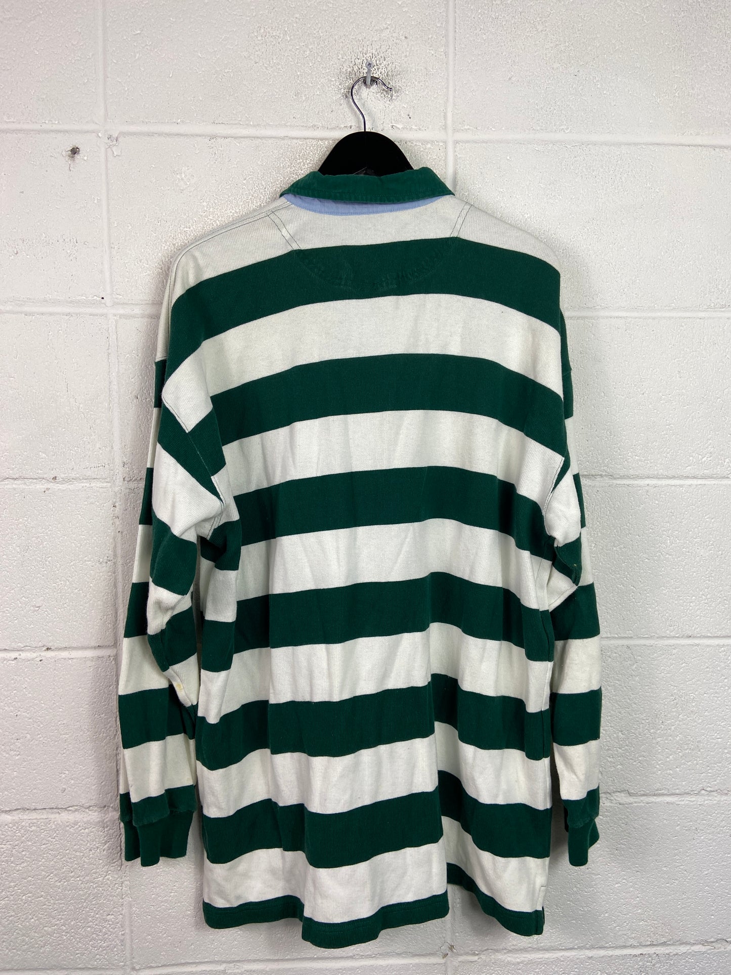 VTG Duck Head Green/Cream Polo LS Shirt Sz XL/2XL