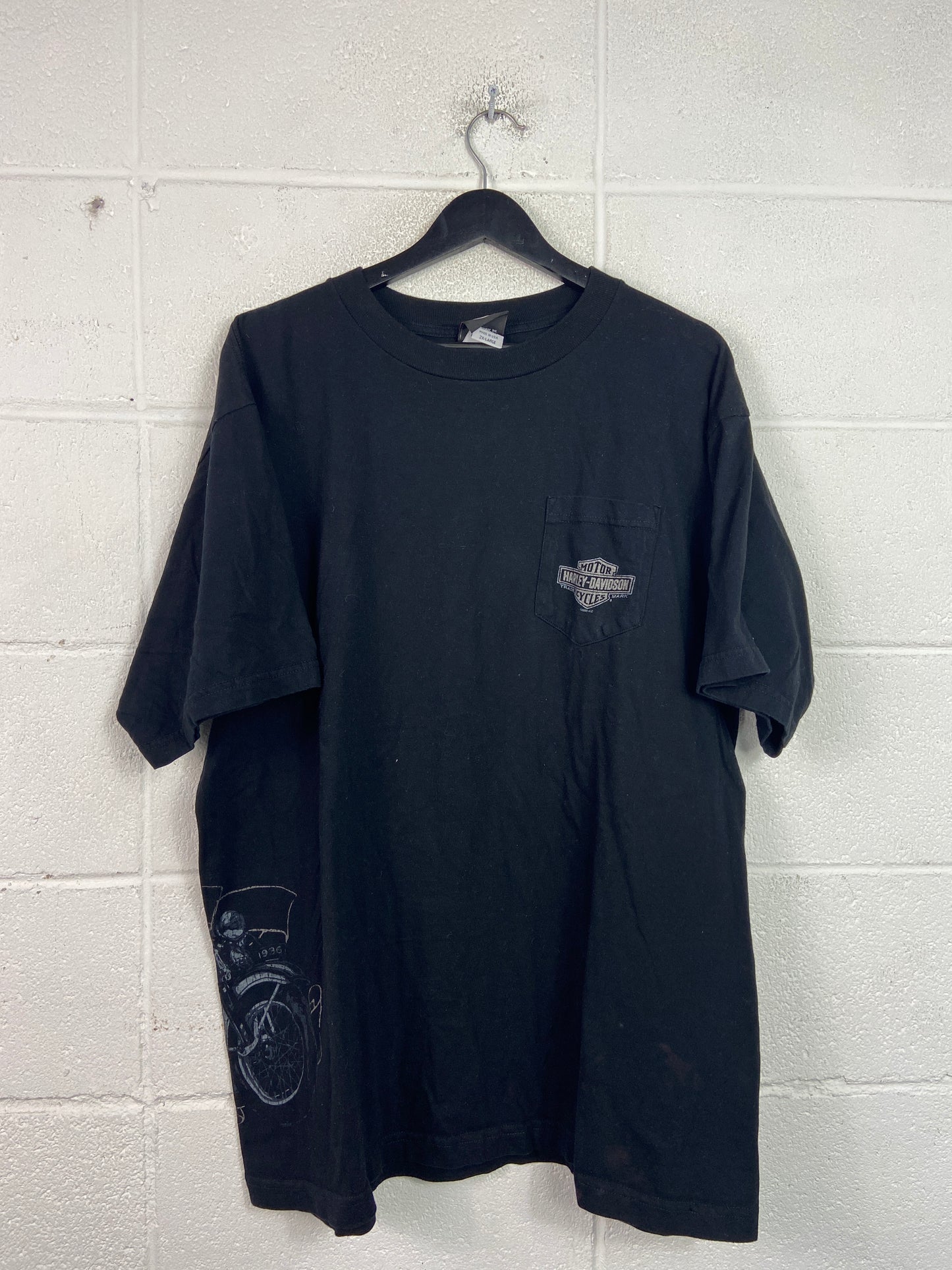 2008 Harley Davidson Side Print Pocket Tee Sz XXL