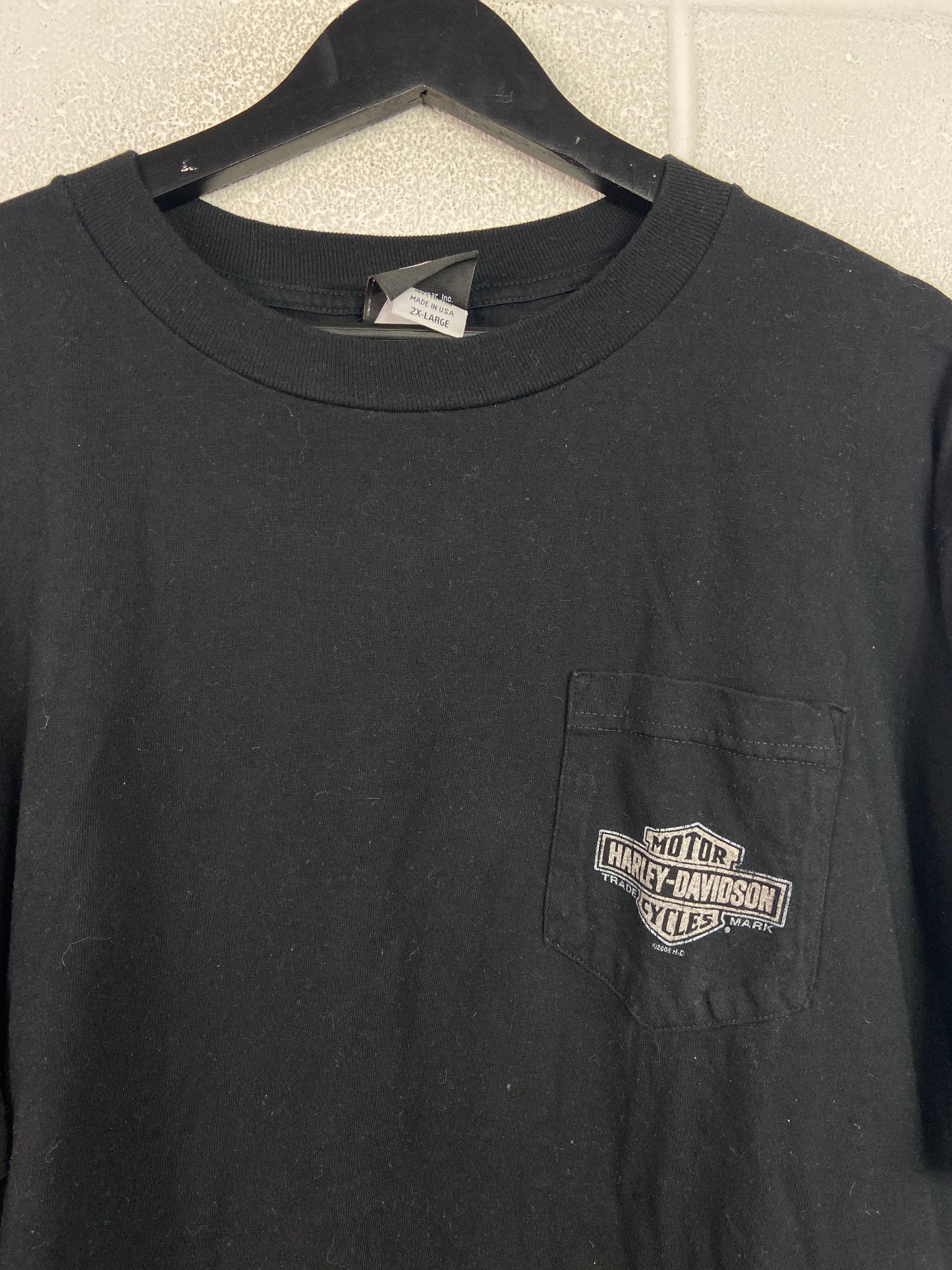 2008 Harley Davidson Side Print Pocket Tee Sz XXL