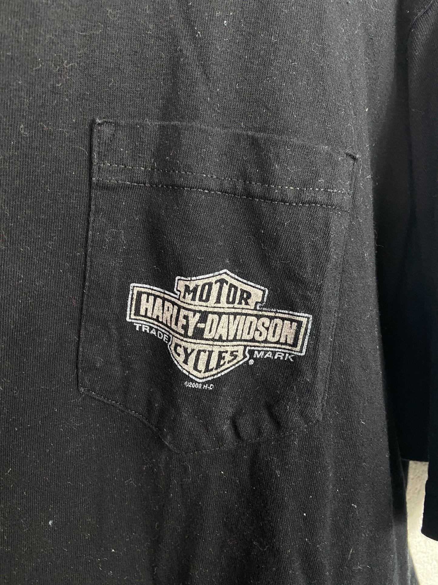 2008 Harley Davidson Side Print Pocket Tee Sz XXL