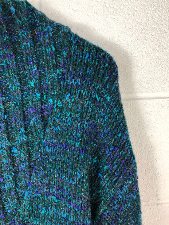 VTG Knitted Blue/Purple Turtleneck Sweater Sz M/L