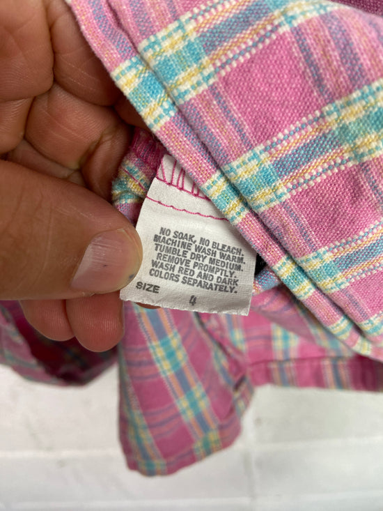 VTG Oshkosh B'Gosh Pink Plaid Kids Skirt Overalls Sz 4