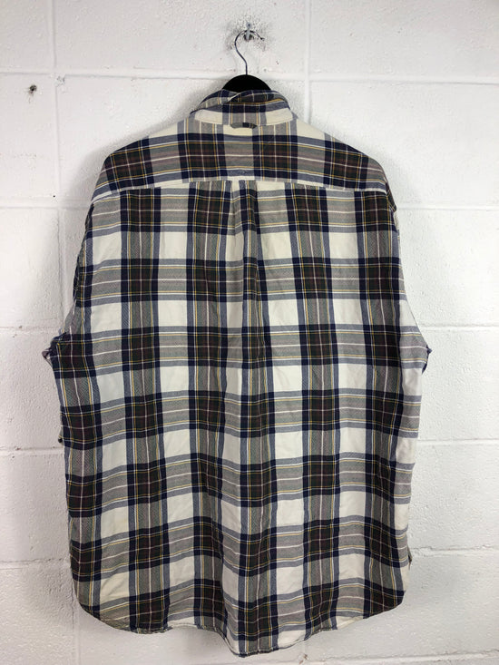 VTG Thrashed Tommy Hilfiger Plaid L/S Button Up Shirt Sz XXL