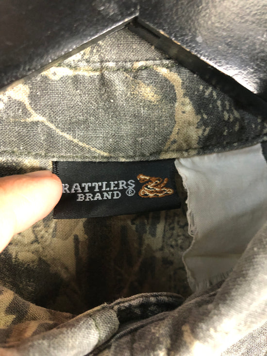 VTG Rattlers Brand Camo Button Up Sz M