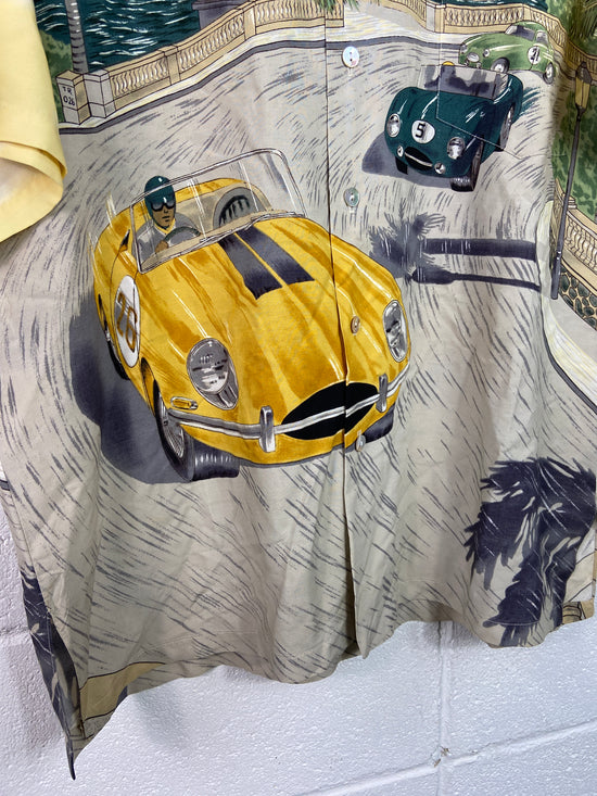 VTG Tori Richard Racing Cars Button Up Shirt Sz XL
