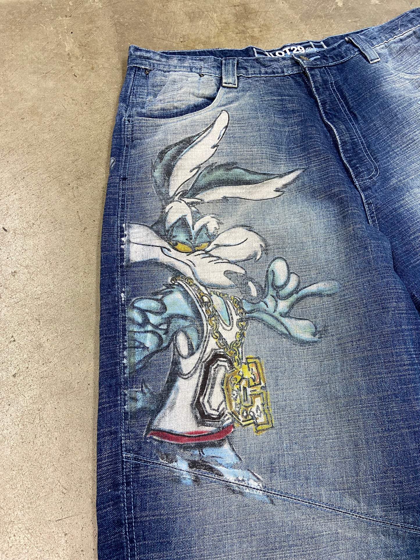 Y2K Lot 29 Looney Tunes Denim Baggy Jeans Sz 40x33