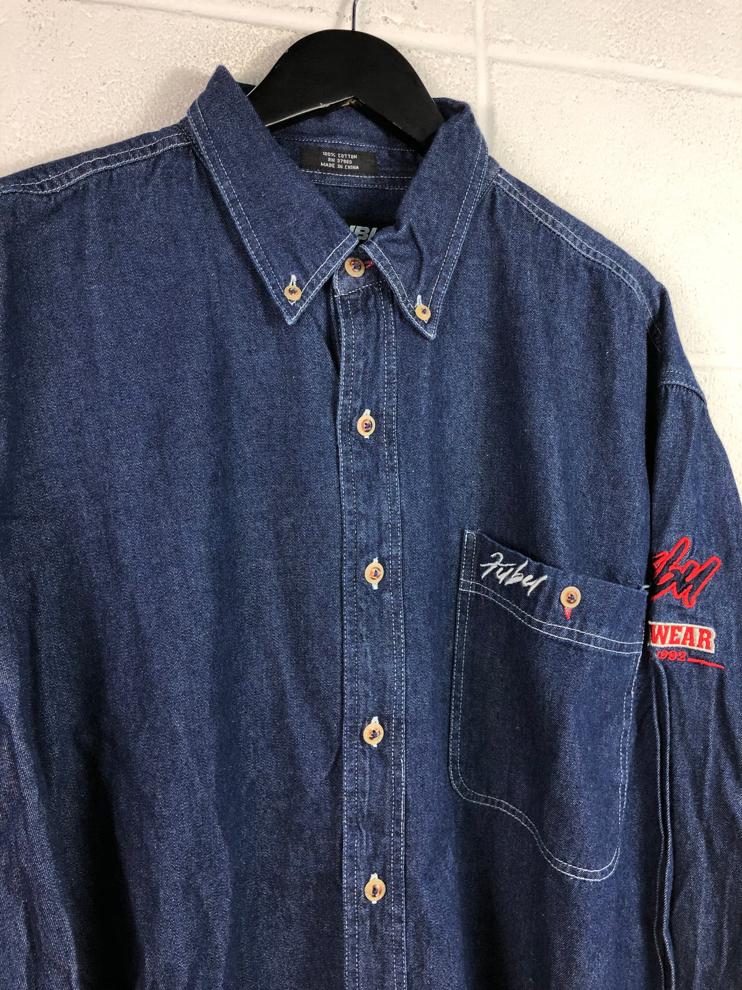 VTG FUBU The Collection Denim Shirt Sz XXL