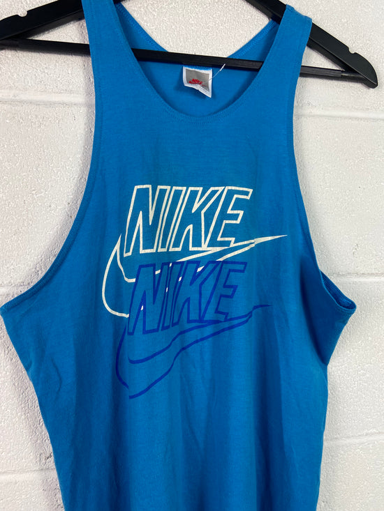 VTG Nike Baby Blue Double Logo Tank Tee Sz M