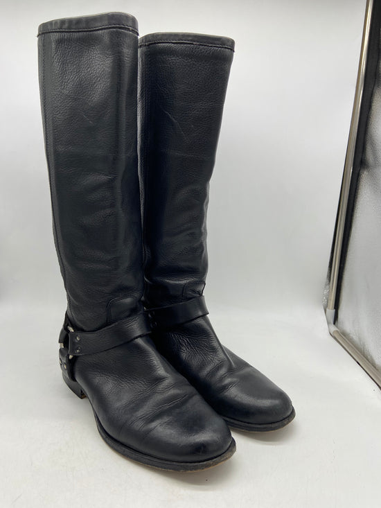 VTG Frye Harness Black Leather Zip Up Boots Sz 10W/8.5M