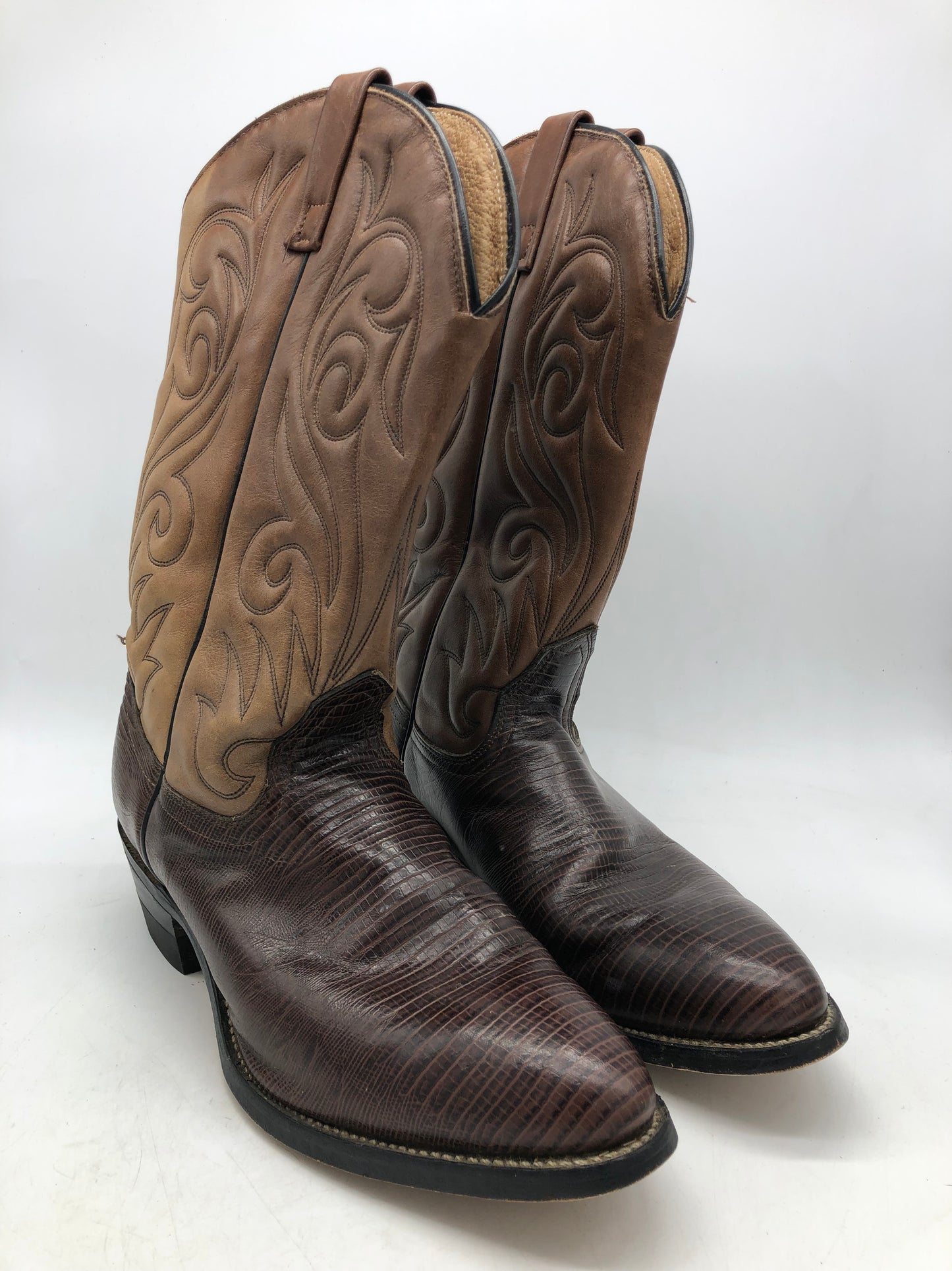 VTG Brown Lizardskin Leather Cowboy Boots Sz 11M/12.5W