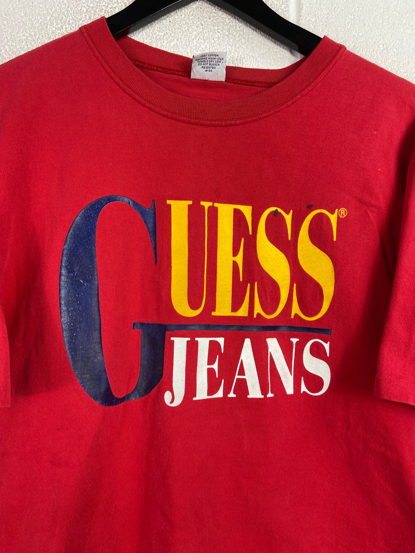 VTG Guess Jeans Spellout Tee Sz L