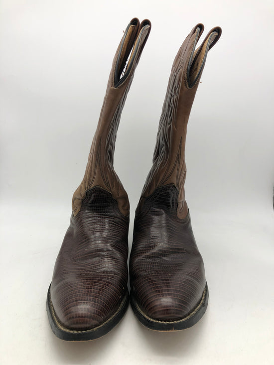 VTG Brown Lizardskin Leather Cowboy Boots Sz 11M/12.5W