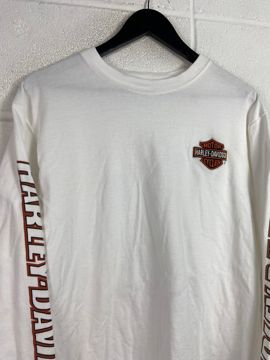 VTG Harley Davidson Patch LS Tee Sz L