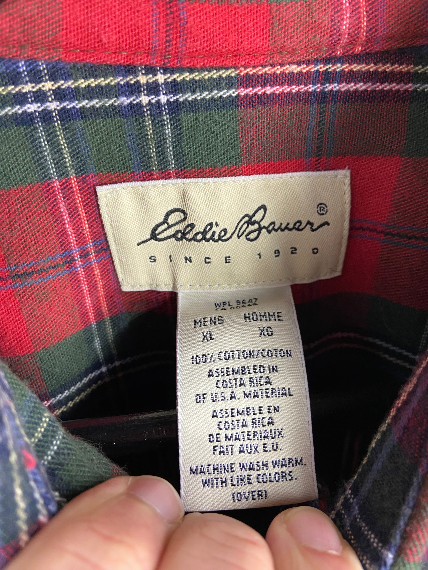 VTG Eddie Bauer Cropped Plaid Button Up Shirt Sz XXL