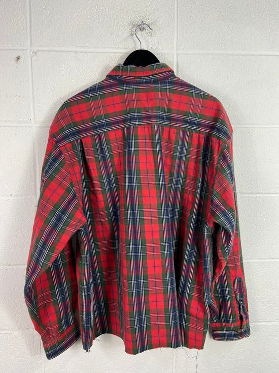 VTG Eddie Bauer Cropped Plaid Button Up Shirt Sz XXL