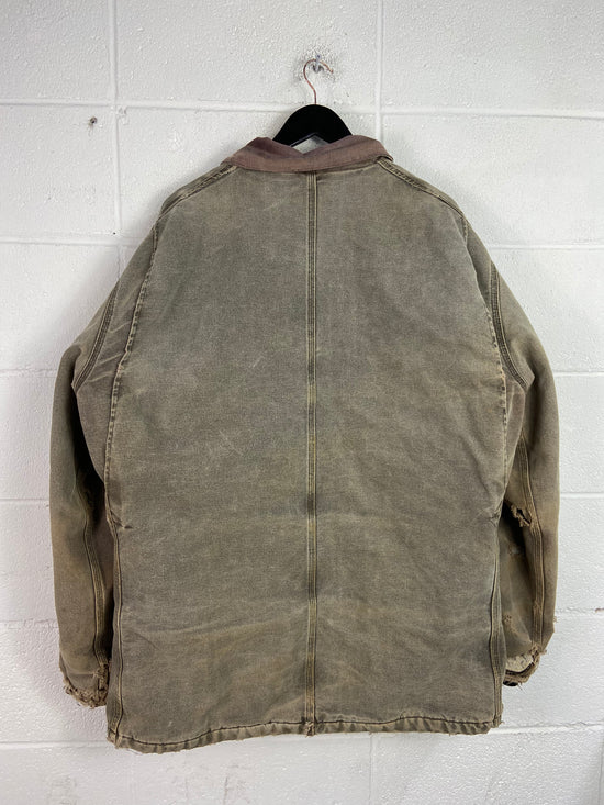 VTG Carhartt Chore Gray Thrashed Jacket Sz XL Tall