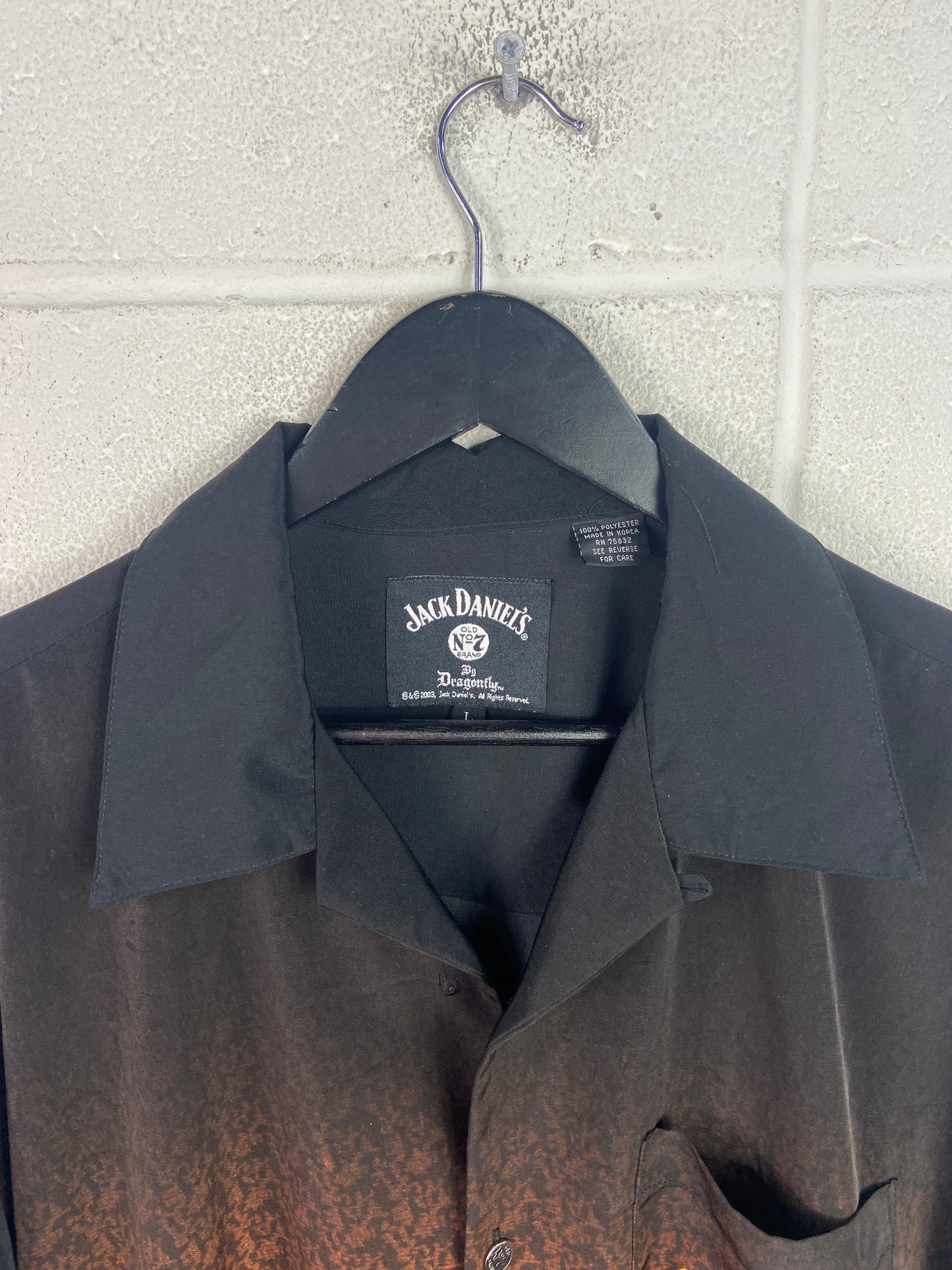 VTG Jack Daniels Bottle Graphic Button Up Sz XL