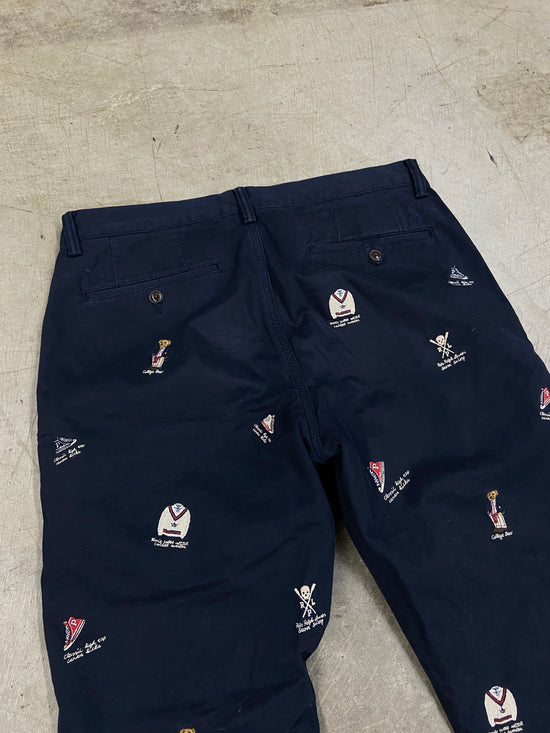 Polo Ralph Lauren Navy Blue Chino Embroidered Pants Sz 32x30