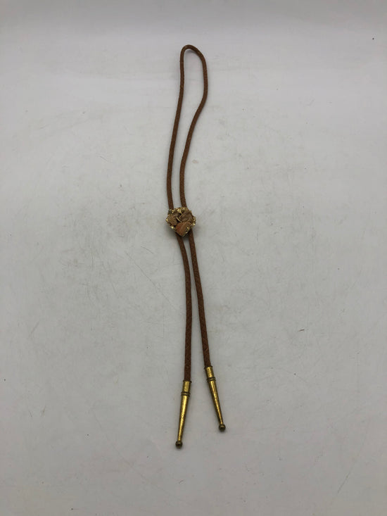 Brown Suede Stone Bolo Tie