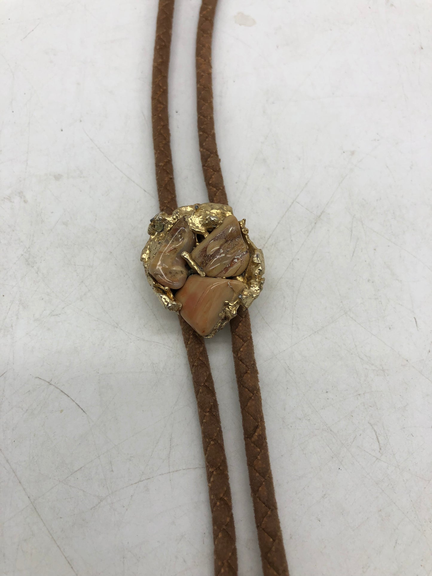 Brown Suede Stone Bolo Tie