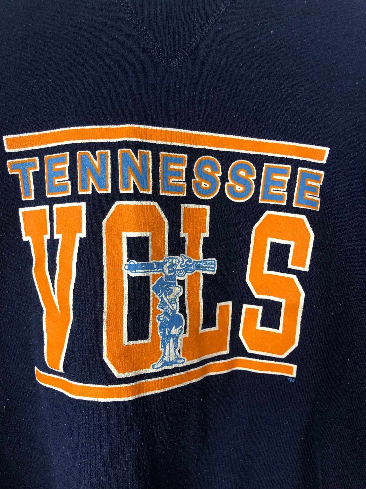 VTG 90s Russell Tennessee Vols Navy Crewneck Sweater Sz Yth L