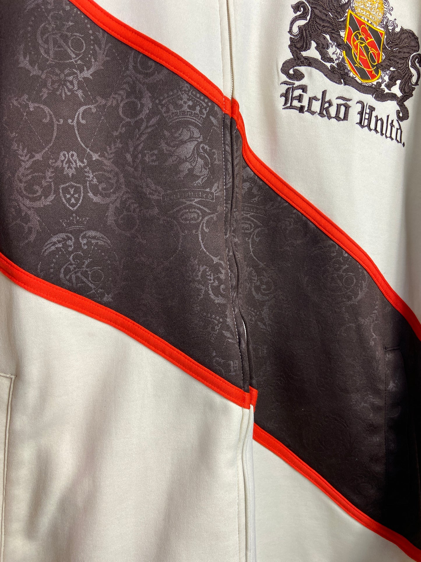 Y2K Ecko Unltd Brown/Cream Zip Up Jacket Sz L/XL
